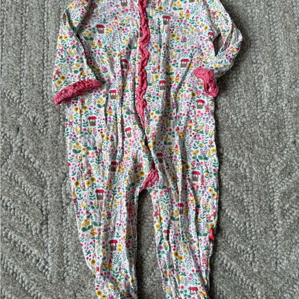 Floral Kids One Piece with Pink Accents